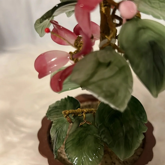 Vintage Jade Glass Flowering Tree - Picture 4 of 5
